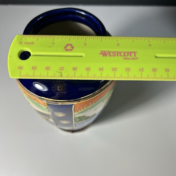 Antique Vase Oriental Japanese Hand Painted Ceramic Made in Japan Artisanal READ - Picture 9 of 9